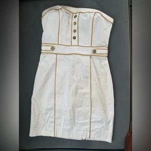 H&M white dress with gold trim